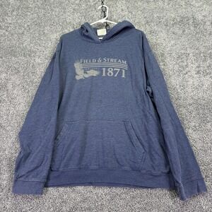 Field & Stream Hoodie Mens XL Blue Fleece Pullover Eagle 1871 Graphic Outdoor